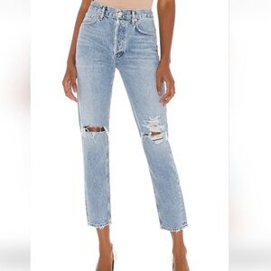 AGOLDE Jamie High Rise Distressed Jeans Light Crop  Sz 26